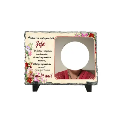 Pentru cea mai apreciata sefa, piatra ardezie personalizata, cu mesaj model, pap001